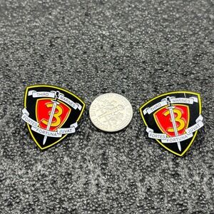 3rd Marine Regiment USMC Unit Crest Enamel Lapel Pin Set 2 Fortes Fortuna Juvat